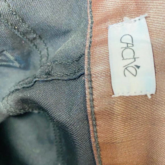 Cachè Deadstock Coated 4 Pocket Wine Skinny Strech Jeans Jegging Size 2 Wet Look - Picture 14 of 15